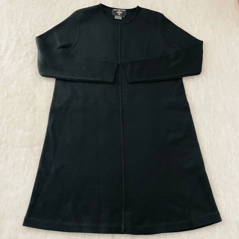 Vintage Nina Charles For Kasper A.S.L Womens Black Textured Sweater Dress Size L